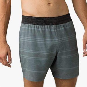 Prana Men Slope Shorts Size XXL Gray Stripe Athletic UPF 50 7" In Performance